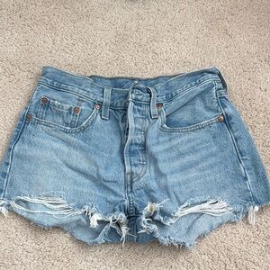Levi's Light Blue Distressed Jean Shorts